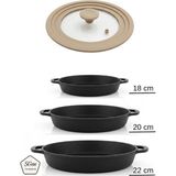 5Gen Tasarım 3'ü 1 Arada Kademeli Krem Renkli Silikon Cam Kapak – 18, 20 ve 22 cm Tencerelere Uyumlu Çok Amaçlı Tasarım