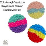 5Gen Tasarım Çok Amaçlı Vantuzlu Silikon Sabitleyici Ped, Kaydırmaz Sabunluk Altlığı, Telefon Tutucu, Cam Şişe Sabitleyici (9cm)