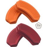 5gen Tasarım Tava ve Tencereler Için Uyumlu Isıya Dayanıklı Silikon Tutacak Set (2 Set 4 Adettir) - Kırmızı - Turuncu