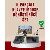 5’i 1 Arada Mobil Oyun Seti Klavye Mouse Dönüştürücü Ios & Android - Altın