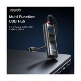 5in1 3 Adet USB 3.0/1 Adet 100W Type-C ve 1 Adet 4K 30Hz HDMI Çıkışlı Hub Dönüştürücü - 1 GB - 00-Siyah - Beyaz - Option-1