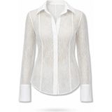 5in1Canpolat Beyaz Dantelli Transparan Gömlek 080823 - XL