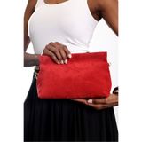5in1Canpolat Kırmızı Nice Süet Askılı Clutch Çanta 7990