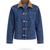 5in1Canpolat Mavi Kadife Yakalı Denim Ceket 5509 - S