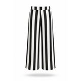 5in1Canpolat Siyah Çizgili Bol Paça Pantolon 00201