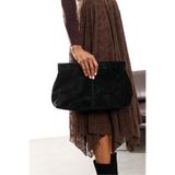 5in1Canpolat Siyah Paris Süet Clutch Çanta 7981