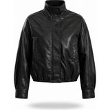 5in1Canpolat Siyah Suni Deri Bomber Ceket 100020 - Standart