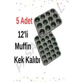5'li 12’li Çok Amaçlı Muffin Kek Kalıbı Seti, Dayanıklı ve Kullanışlı - Seçenek 1 - Ahşap