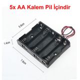 5'li 1,5v Aa Kalem Pil Kutusu Yuvası 5x1,5v Kablolu Batarya Pil Tutucu