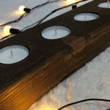 5'li 40 cm Dekoratif Doğal Ahşap Yatay Kütük Tealight Mumluk +5 Adet Tealight Mum Hediye