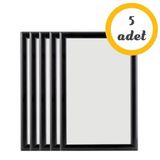 5'li A3 Siyah Alüminyum Açılır Kapanır Poster ve Afiş Çerçevesi Seti (25 mm Profil), Gönye Köşe Anti-Glare Koruyucu Föylü Duvar Tipi Belgeliği ve Resim Çerçevesi
