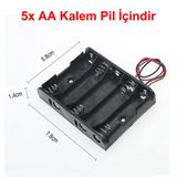 5'li AA Kalem Pil Kutusu Yuvası 7.5V Kablolu Kalem Pil Tutucu