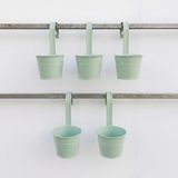5'li Askılı Çok Amaçlı Dekoratif Galvaniz Saksı Kova (Mint Yeşili) - Standart