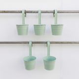 5'li Askılı Çok Amaçlı Dekoratif Galvaniz Saksı Kova (Mint Yeşili)