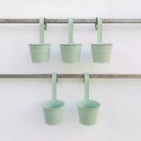 5'li Askılı Çok Amaçlı Dekoratif Galvaniz Saksı Kova (Mint Yeşili)