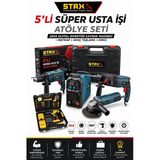 5'Li Atölye Paketi | Kaynak Makinesi + Kırıcı Hilti + Avuç Taşlama + Darbeli Matkap + Akülü Matkap