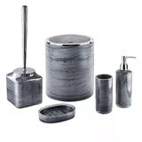 5Li Banyo Seti, Beş Parça Düzenleyici, 5 Litre Çöp Kovası, Tuvalet Fırçası, Sıvı Ve Katı Sabunluk, Diş Fırça Ve Macunu Kutusu (Siyah)