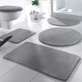 5'li Banyo Seti Kaymaz Taban Yıkanabilir Yumuşak Banyo Paspas Seti - Gri