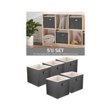 5'li Dolap Içi Düzenleyici , Çamaşır Oyuncak Saklama Kutusu Sepet Organizer 33x30x30 Gri