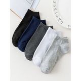 5'li Erkek Düz Renkli Patik Ekonomik Paket Kısa Spor Sneakers Çorap - Siyah - Beyaz - Gri - 38 - 44