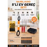 5'Li Ev Gereç Seti Çok Amaçlı Anahtar Tornavida Matkap Ucu Bits Organizer Kutu