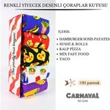 5'li Fast Food Desenler Tasarım Kutulu Çorap Seti - Renkli - 37 - 44