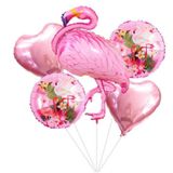 5li Flamingo Temalı Folyo Balon Seti Doğum Günü Parti Balonu