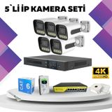 5'li Güvenlik Ip Kamera Seti - 4mp Dış Mekan Kamera, 3.6mm Lens,