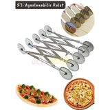 5’Li Hamur Kesme Ruleti Ayarlanabilir Makarna Kesici Pizza Kesici Hamur Kesici Paslanmaz Çelik