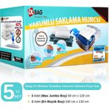 5'li Jumbo İlkbahar Sonbahar Vakumlu Poşet Seti En Büyük Boylar Vakumlu Poşet Hurç Şeffaf