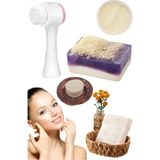 5'li Kabak Lifli Keçi Sütlü Lavanta Sabun Doğal Peeling Sıkılaştırma Canlandırıcı Tüm Yüz Bakım Seti