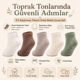 5’li Kaydırmaz Tabanlı Erkek Bebek Çorap Seti Ince Dikişli Toprak Tonları - 0 - 1 Yaş - 105-Renkli