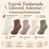 5'Li Kaydırmaz Tabanlı Erkek Bebek Çorap Seti İnce Dikişli Toprak Tonları
