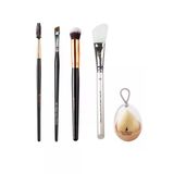 5Li Makyaj Seti Makyaj Süngeri Eyeliner Oval Yapılı Kapatıcı Silikon Maske Kaş Kirpik Tarama Fırçası