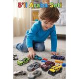 5'li Metal Oyuncak Araba Seti - Dayanıklı Diecast Model Yarış ve Arazi Araçları