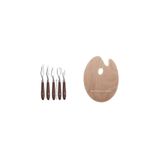 5li Metal Spatula Ve 30x40 Cm Oval Ahşap Palet Resim Seti metal spatula ve ahşap palet