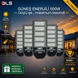 5'li Paket DLS 500W Güneş Enerjili Solar Sokak ve Bahçe Lambası, LiFePO4 Bataryalı, IP66, Hareket Sensörlü, Uzaktan Kumandalı LH99-500
