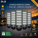 5'li Paket Dls 600W Güneş Enerjili Solar Sokak ve Bahçe Lambası, Lifepo4 Bataryalı, IP66, Harek - Çok Renkli