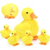 5'li Paket Ördek Peluş Oyuncak Sarı Ördek Doldurulmuş Oyuncak 4 Küçük Doldurulmuş Bebek Ördek Anne Ördek ve Ördek Yavrusu Yumuşak Ördek Doldurulmuş Oyuncak Playset Fermuarlı Çanta Doğum Günü Hediyesi