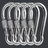 5'li Paket Vidalı Metal Karabina (6 mm) - Çok Amaçlı Emniyetli Bağlantı Aparatı, Anahtarlık, Kamp ve Güvenlik Kancası Seti