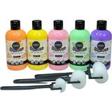 5'li Pastel Mammacomica Yıkanabilir Parmak Boyası-5* 250ML- 3'lü Sünger Roller - Renkli
