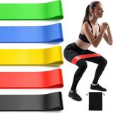 5'li Pilates Direnç Bandı Seti - Egzersiz ve Fitness Bantları - 5 Farklı Sertlik Seviyesi - Evde Spor, Yoga, Fizik Tedavi ve Kas Geliştirme İçin Esnek Silikon Egzersiz Lastiği