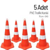 5'li Pvc Trafik Konisi Seti 75 cm Eko Trafik Dubası