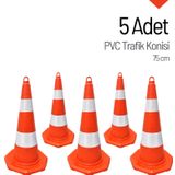 5'li Pvc Trafik Konisi Seti 75 cm Trafik Dubası
