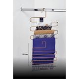 5'li Rose 5 Katlı Pantolon Askılığı Dolap İçi Elbise Şal Eşarp Askılık Paslanmaz Metal Çok Renkli