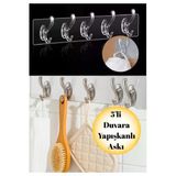 5’Li Şeffaf Yapışkanlı Askı | Banyo, Mutfak, Kapı, Duvar Kancası | Güçlü Ve Dayanıklı Düzenleyici