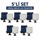 5'Li Set 106 Led Güneş Enerjili Bahçe Lambası Sensörlü Dış Mekan Aydınlatma