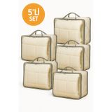 5'li Set Hurç 41x51x16 Cm Yorgan, Battaniye Saklama Ve Düzenleme Çantası - Saplı & Fermuarlı Diğer