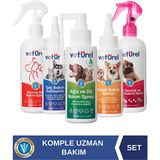 5'li Set Kedi Ağız Kokusu Diş Kulak Göz Solüsyonu Köpek Pati Temizleme Köpüksüz Yara Bakımı