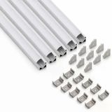 5’Li Set Köşe Led Profil Kanal 18X18mm 1 Metre Alüminyum Sıva Üstü Led Şerit Kanalı Opak Kapaklı Tutuculu 8987